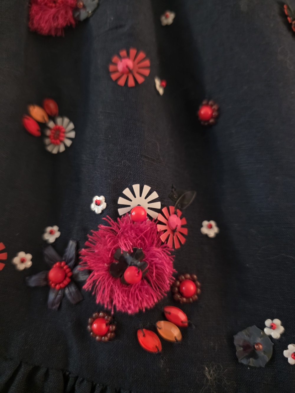 JCrew Navy Embroidered Floral Peplum Blouse - Picture 2 of 6